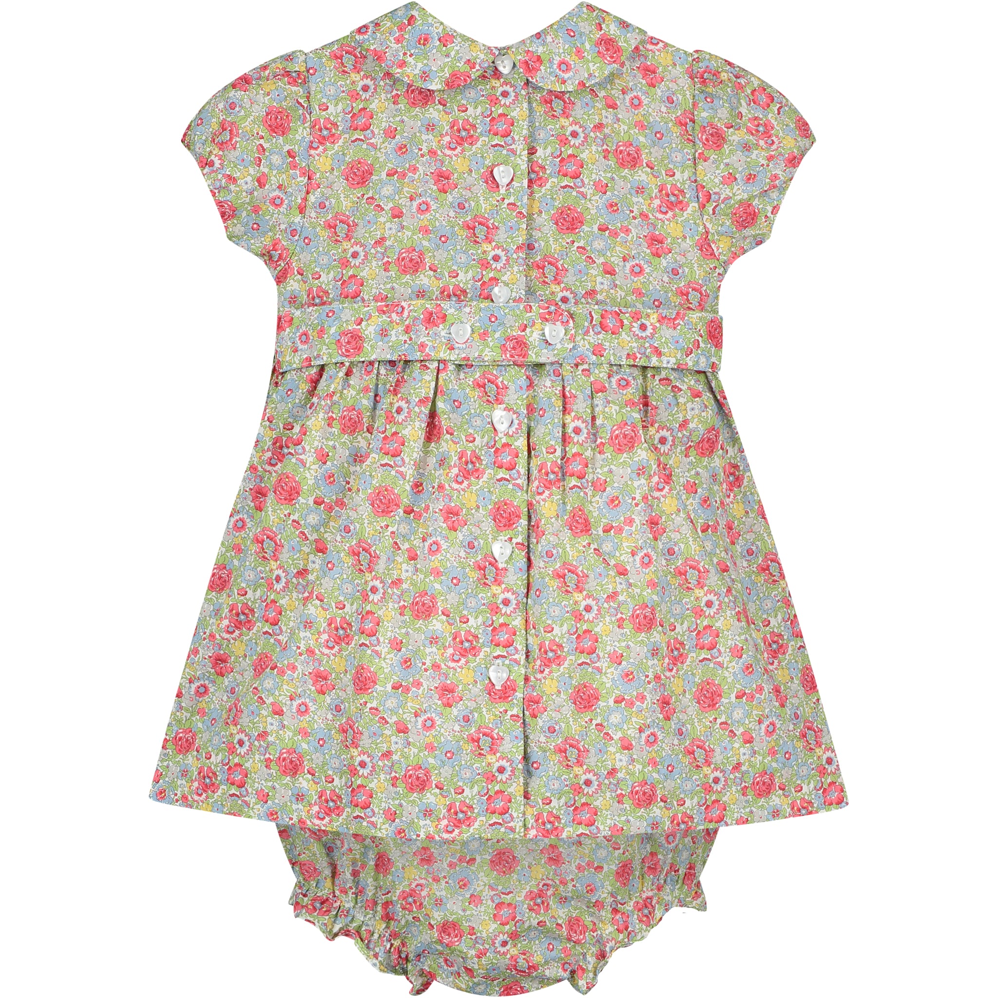 floral smock dress made from Liberty fabric, back